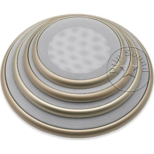 For 4"/5"/6.5"/8" Inch Speaker Conversion Net Cover Car Home Audio Decorative Circle Metal Mesh Grille Protection #Golden+White