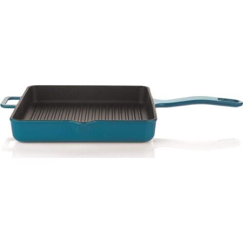 Schafer Guss Chef 25 cm Cast Iron Square Grill Pan Turquoise