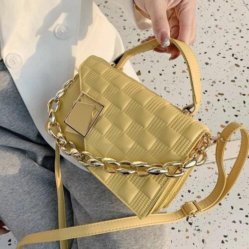 Plaid Mini Tote Bag 2021 Spring Fashion New High-quality PU Leather Womens Designer Handbag Chain Shoulder Messenger Bag