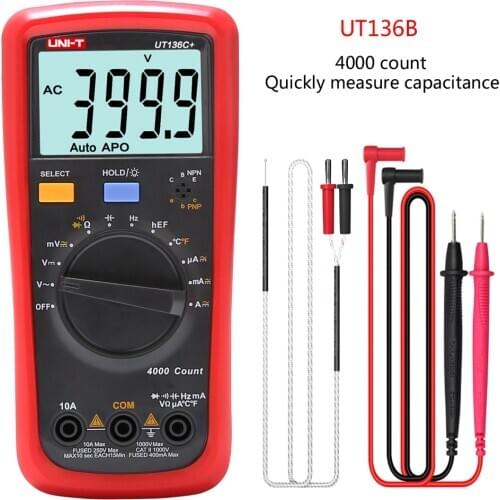 UNI-T UT136B + UT136C +digital multimeter AC/DC voltage and current meter HFE NCV resistance capacitance tester quick sampling