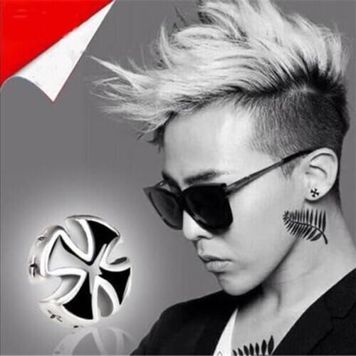 Punk Vintage Black Stone Cross Stud Earrings For Men Antique Silver Color Jewelry Fashion Hip Hop Male Earrings Boyfriend Gifts