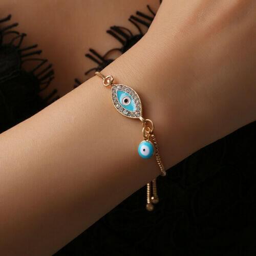 2019 New Women Eleagant Jewelry Lucky Blue Crystal Blue Evil Eye Alloy Chain Bracelets