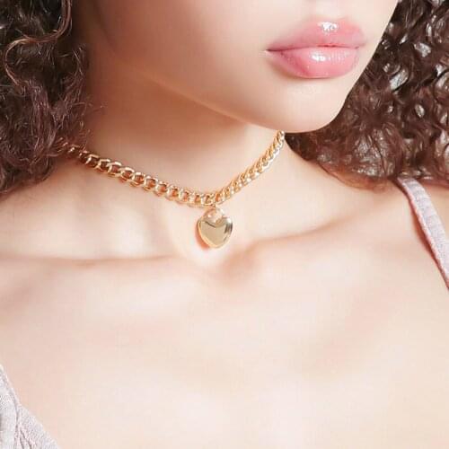 Hot Women Jewelry Cute Heart Lock Necklace Gold silver color Choker Necklace Pendant On Neck Accessories