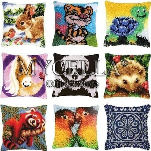 Animals Latch Hook Cushion Pillow Mat DIY Crafts Skull Pattern Cross Stitch Needlework set Crocheting Cushion embroidery pillow