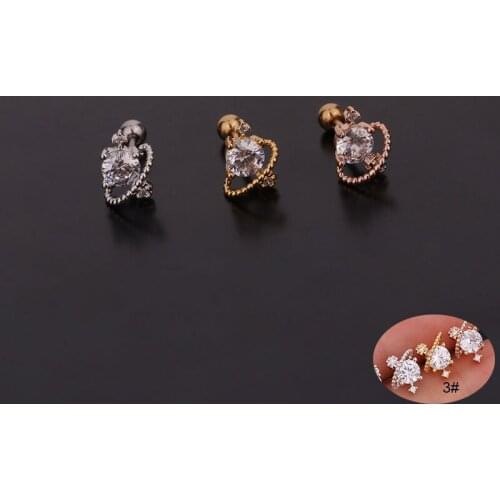 1 PCS Cute Zircon Star Planet Shape Ear Bone Cuff Earring for Woman Man Gold Color Copper Steel Piercing Earring Ear Jewelry