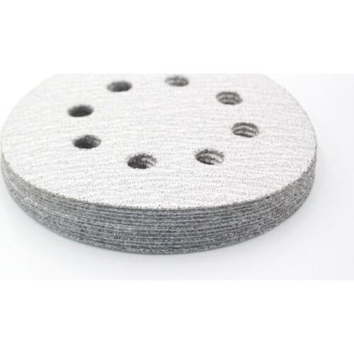10pcs/set 5" 6“ 8-hole sand paper white polishing pad self-adhesive loop backing polishing disc for angle grinder