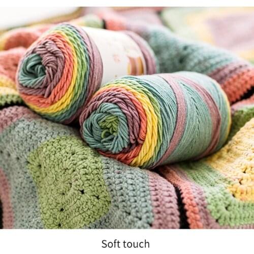100g/roll 2021 Trending 5 Strand Rainbow Segment Gradient Dyed Fancy Milk Wollen Yarn DIY Kintting Sweater Hat Scarf Sofa Pad