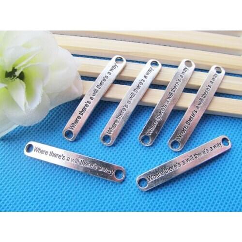 100pcs Antique Silver tone/Antique Bronze Sideway Connector Pendant Charm/Finding,Where there is a Will,There is a Way
