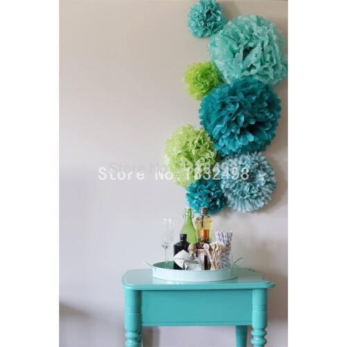 150 Pcs 16 inch 40cm Tissue Paper Pom Poms Flower Balls Wedding Party Baby Shower Decoration Artificial flowers More Colors