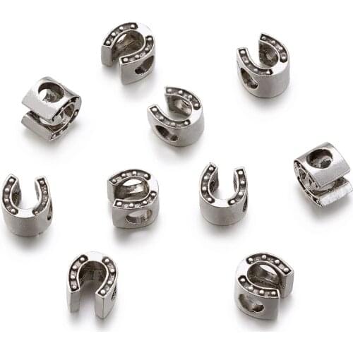 20pcs European Large Hole Beads Alloy Spacer Beads for Headwear Necklace Bracelet DIY Jewelry Making Findings Horseshoe Hole: 5m