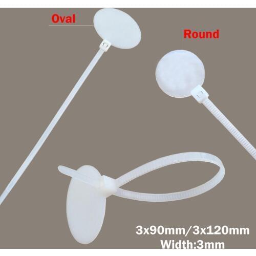 3*90 3x90 3*120 3x120 (3mm Width) Round Oval Nylon Self-Locking RJ45 Network Wire Brand Mark Label Sign Tag ZIP Ties Cable Tie