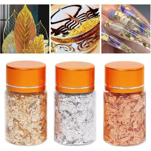3 Bottle/set Chunky Nail Art Shiny Foil Leaf Gold Flakes Glitter Body Decor Makeup Art Decor Stickers Paper for Nails DIY Design