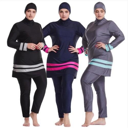 3PC Plus Size Burkini Talla Plus Modest Swimsuit Muslim Women Swimwear Swimming Clothes Hijab Badmode Banadores Mujer 6xl Big