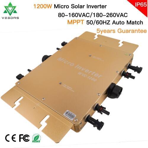 Ship From Brazil/USA/Spain 1200W Micro Grid Tie Inverter MPPT IP65 Smart Micro inversor Solar Input 22-50VDC Output 120/230VAC