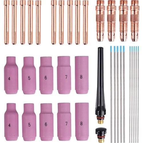 HOT-36PCS TIG Argon Arc Welding Accessories Pyrex Glass Cup Group, Gas Shield Suitable For WP-17/18/26