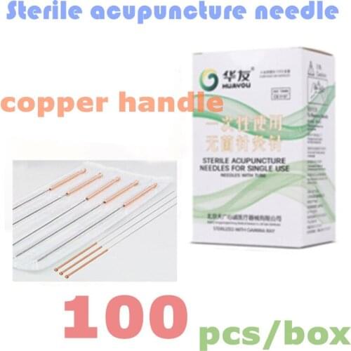 Anti-slip Copper Handle Round Needle Sterile Acupuncture Needle 100 Disposable Chinese Medicine Beauty Filiform Needle