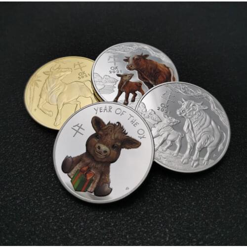 Australia Lunar New Year of Ox 1oz Silver Coin Beautiful Colorful Cattle Commemorative Challenge Coins Collcetible Gifts