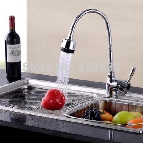 Free shipping Kitchen Faucets With Plumbing Hose All Around Rotate Swivel 2-Function Water Outlet Mixer Tap Faucet,kitchen tap