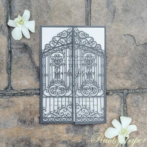 Free Shipping Gate Style Laser Cutting Luxury Wedding Invitation Card Special Invitations for party personalize Invitation cards
