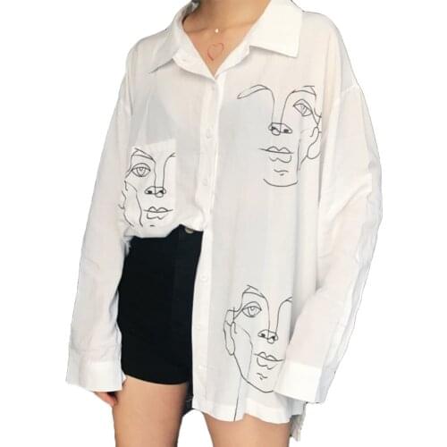 Fashion Women Ladies Printing Blouse Tops Long Sleeve Tops Summer Loose Casual Clothes M L XL XXL