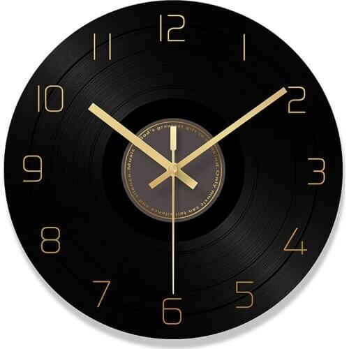 Black Silent Wall Clock Electronic Vintage Europe Style Large Living Room Wall Clock Vintage Wooden Wandklok Wall Watch BA1