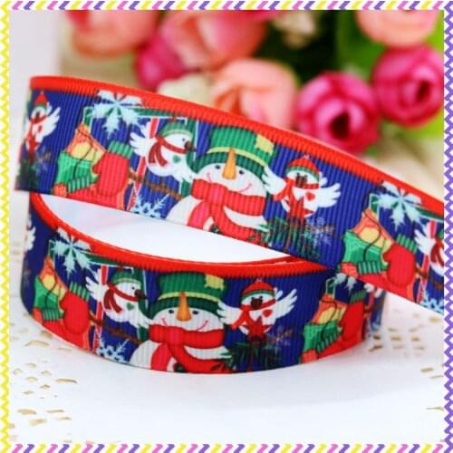 DHK 7/8'' 5yards christmas printed grosgrain ribbon headwear hair bow diy party decoration OEM Wholesale 22mm C828