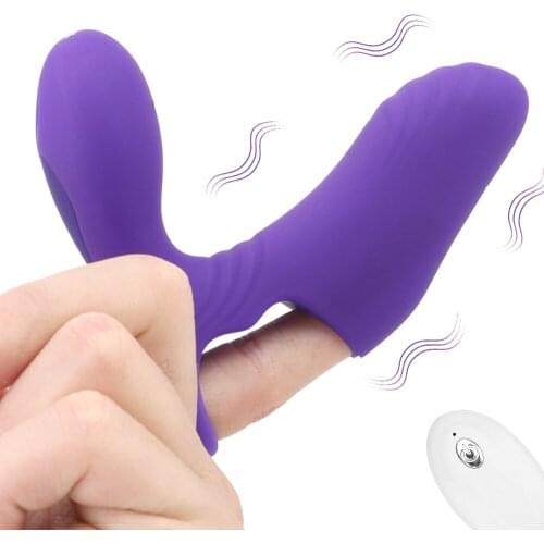Vagina Stimulation G-spot Clitoris Stimulator Finger Sleeve Vibrator Sex Toys for Women Double Vibrating Finger Vibrator