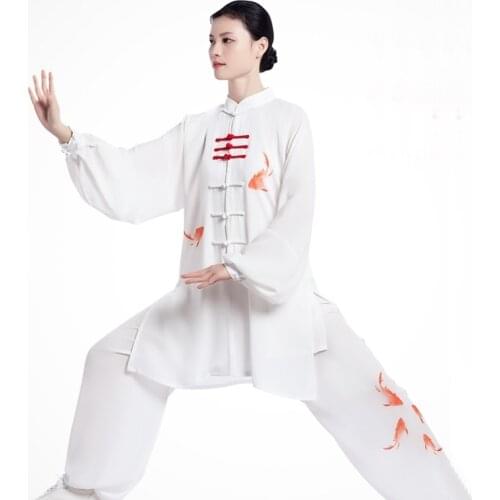 Taichi Uniform Woman Wushu Clothing 2019 Spring Summer Han Fu Wing Chun Tang Suit Kung Fu Outfit Tai Chi Clothing TA1801