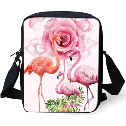 HaoYun Fashion Womens Messenger Bags Arts Flamingos Painting Kids Shoulder Bags Kawaii Animal Pattern Girls Mini Flaps Bags