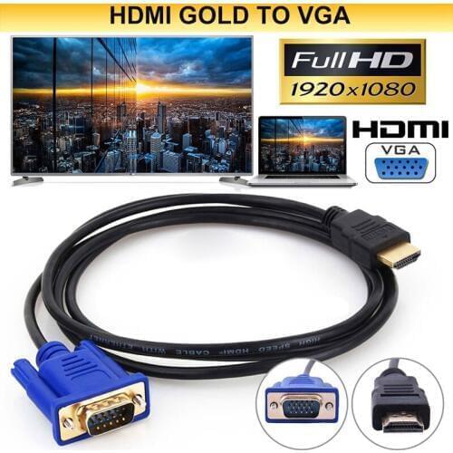 HDTV HDMI Gold Male To VGA HD-15 Male 15Pin Adapter Cable 6FT 1.8M 1080P