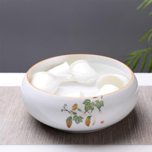 Ceramic Kung Fu Tea Set Tea Washing Tea Ceremony Accessories China Tea Set Tea Cup Washing Bowl Tea Cup Storage Container
