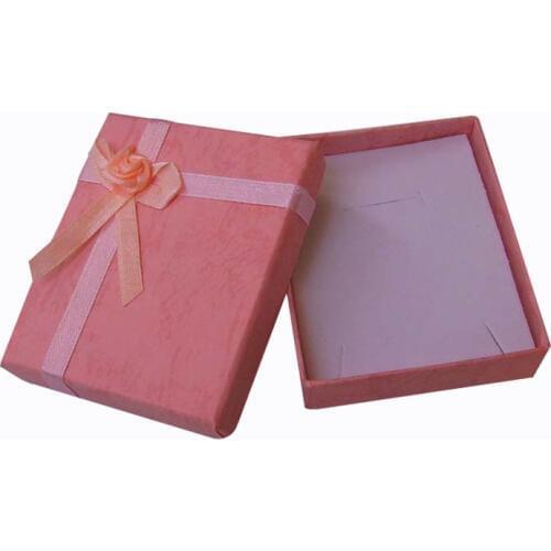24pcs Paper Jewelry Box for Necklace Earring Ring 7x8x2.5cm Pink Cardboard Gift Packaging Display with White Sponge