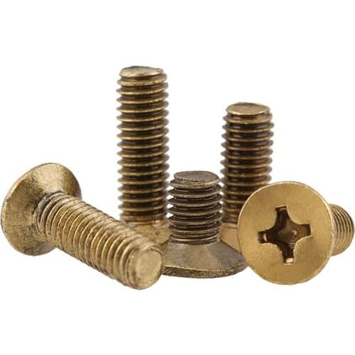 Brass Flat Head Machine Screw Metric Thread Copper Cross Countersunk Screws / Bolts M2 M2.5 M3 M4 M5 M6