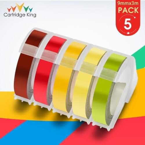 5PK 3D Labeling Tape Fit Dymo Label Maker Pink Red Tapes Embossing 3D for Motex E101 E202 E404 1610 12965 1540 1880 Typewriter