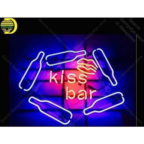 NEON SIGN For Kiss Bar Bottles letrero custom luces neon light lampara neon signs for sale vintage neon light for wall custom