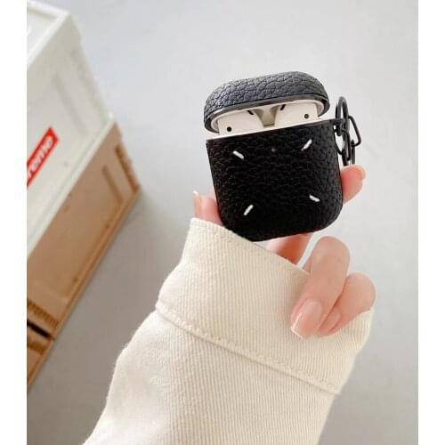 Luxury Popular Vogue Trend Black Case For AirPods 1 2 Pro 3 Box PU Leather Brand Wireless Bluetooth Earphone Protection Cover