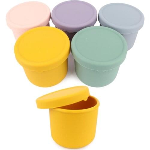 Silicone Coloured Portable Outdoor Handcup Food Grade Infant Baby Snack Cup Baby Drinking Training Water Cup Travel Kitchen