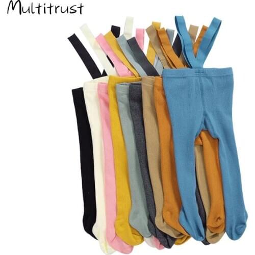 2020 Unisex Newborn Knit Overall High Waisted Footed Tights Baby Girls Boys Suspender Playsuit