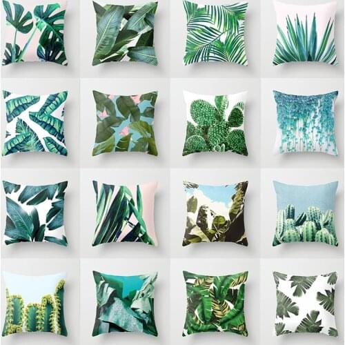 Tropical Plants Throw Pillow Case Cactus Palm Banana Leaves Cushion Covers for Home Sofa Chair Decorative Pillowcases