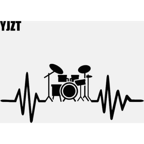 YJZT 15.1CM*6.2CM Drum Kit For Drummer Musician Rock Music Lover Vinyl Car Sticker C22-0778