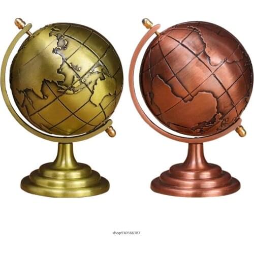 Vintage Metal Globe Iron Art Antique Retro Rotating Earth Geography World Globe Model with Base Educational Decoration wholesale