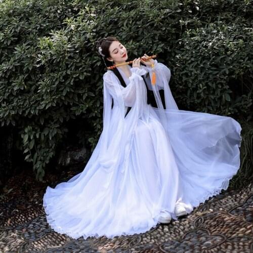 Summer Chinese Traditional Hanfu Costume Princess Dress Women Fairy Folk Dance Dress Female Dance Oriental Hanfu Costume SL4990