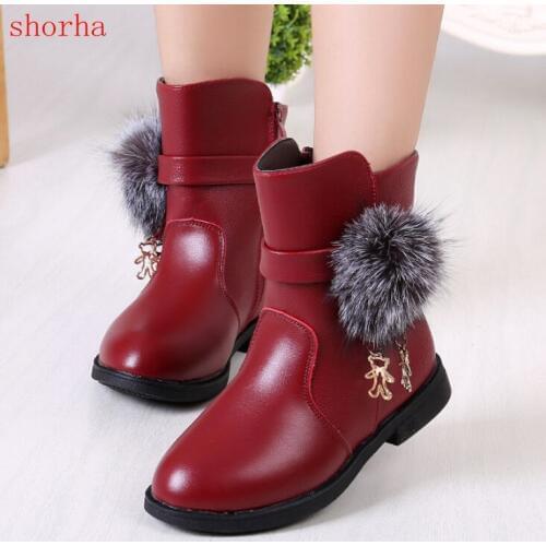 Winter Fashion child girls snow boots shoes warm plush soft bottom baby girls boots comfy kids leather winter snow boot
