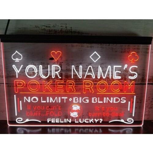 0S017 Name Personalized Custom Poker Casino Room Beer Bar Dual Color LED Neon Sign