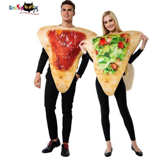 2 Pcs/Set Funny Chips Sandwich Food Costume For Adult Onesie Vegetable Pizza Couple Cosplay Halloween Carnival Party Fancy Dress
