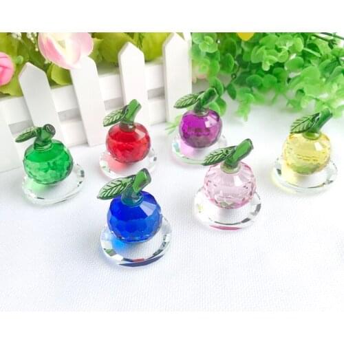 6PCS Colorful Crystal Collection Delicious Apple Design Crystal Paperweight In Gift Box Wedding Baby Birthday Party Giveaways