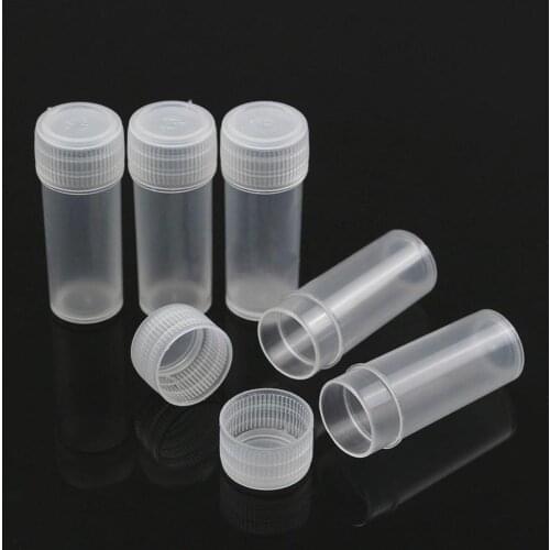 50pcs 5ml Clear Plastic Sample Bottle Box Loading Paste Solid Powder Pills Granular Objects Container Case Empty Cosmetic Bottle