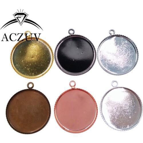 500pcs 12mm 14mm 16mm 18mm 20mm 25mm 30mm Cabochon Setting Round Charm Blank Jewelry Bezels Pendant Tray Cameo Base RTB001