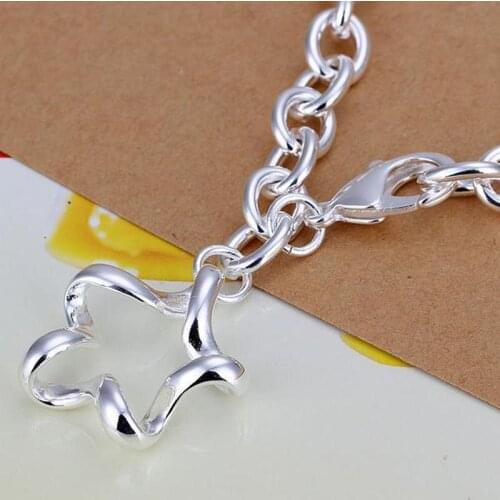 925 sterling silver beautiful star Pendant chain Bracelet for woman classic popular Wedding party Christmas Gift fashion Jewelry
