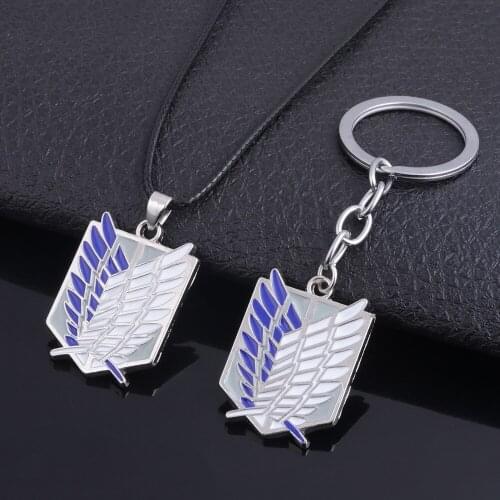 Attack on Titan Scout Regiment Jiyuu no Tsubasa Symbol Logo Alloy Key Chains Keychain Key Chain Necklace Pendant Badge Brooch